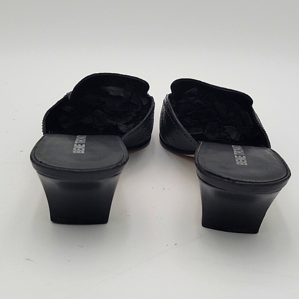Black Embossed Leather Mules - Picture 4 of 5